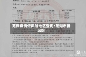 芜湖疫情低风险地区查询/芜湖市低风险