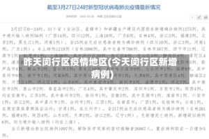 昨天闵行区疫情地区(今天闵行区新增病例)