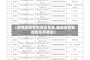 【疫情最新管控地区名单,最新疫情管控地区有哪些】