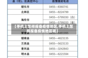 【手机上怎样报备疫情地区,手机上怎样报备疫情地区呢】