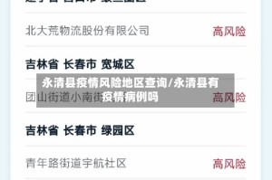 永清县疫情风险地区查询/永清县有疫情病例吗