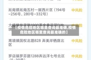 【疫情危险地区哪里查询最准确,疫情危险地区哪里查询最准确的】