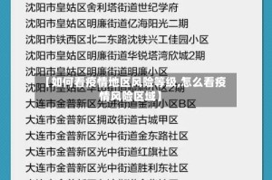 【如何看疫情地区风险等级,怎么看疫情风险区域】