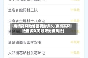 疫情高风险地区要封多久(疫情高风险区多久可以降为低风险)