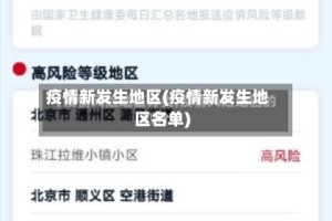 疫情新发生地区(疫情新发生地区名单)