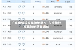 广东疫情较高风险地区/广东疫情较高风险地区有哪些