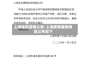上海地区疫情公告/上海疫情最新地区公布如下