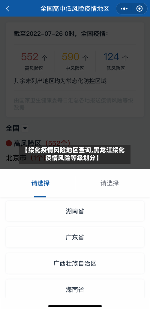 【绥化疫情风险地区查询,黑龙江绥化疫情风险等级划分】-第1张图片