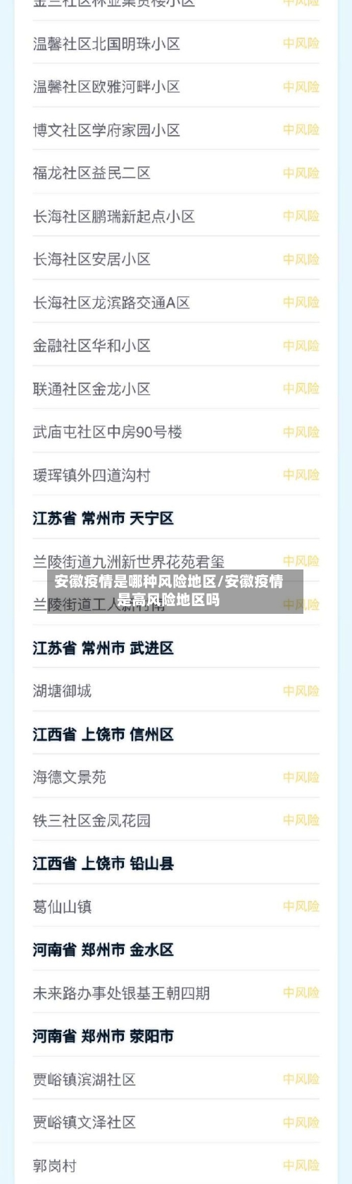 安徽疫情是哪种风险地区/安徽疫情是高风险地区吗-第2张图片